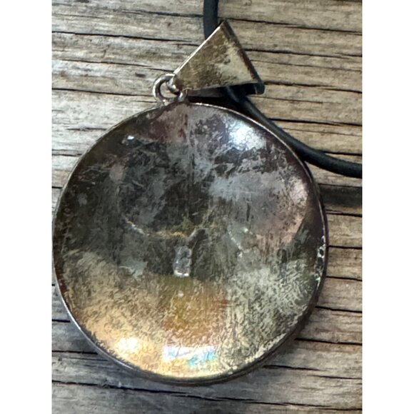 Vintage Sterling Silver Enamel Pendant Necklace - Picture 2 of 4